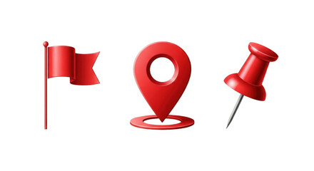 Pin flag location map marker navigation concept red navigation icons