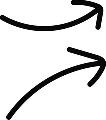 Long curved hand drawn arrow. Doodle line sketch Arrows. Dynamic wavy line arrow collection