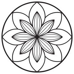 Fototapeta premium Symmetrical flower with pointed petals inside a circle, isolated on white background, creating a harmonious and balanced design