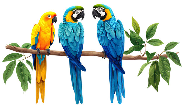 Two Colorful Bird Species Collection, isolated on transparent background