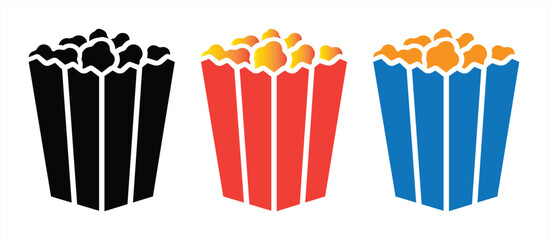 Colorful Popcorn Icon Set