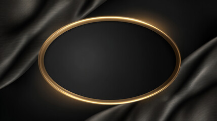 Luxury black background with glowing golden oval frame