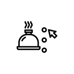 Line drawing of cursor selecting hot meal. Suitable for food blogs, websites, menus, and social media posts for restaurants.