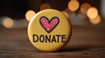 Donate button badge with heart symbol