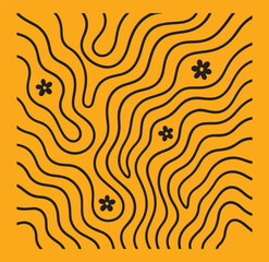 Fluid organic line flow background with abstract modern art  pattern   with little flower art vector  background 