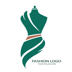Modern Fashion Mannequin Logo Elegant Dress Form, Minimal Tailoring Icon for Boutique Branding