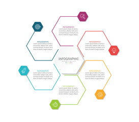 Business infographic template. 6 Step timeline journey. Process diagram, Infographic elements vector illustration.	