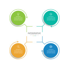 Vector infographic label design with circle infographic template design and 4 options or steps.