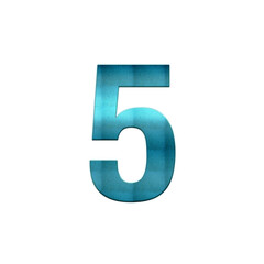 Blue Number 5 — Glossy 3D Aqua Text Effect PNG Cutout