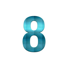 Blue Number 8 — Glossy 3D Aqua Text Effect PNG Cutout