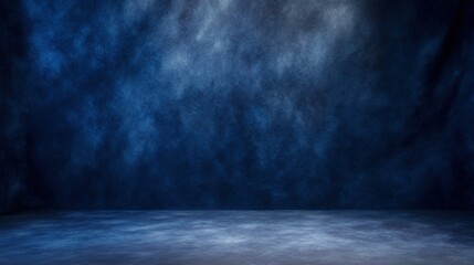 modulation. Traditional painted canvas backdrop with dramatic blue tones and textured fabric surface. event programs, museum guides, designed for cultural heritage projects and event programs.