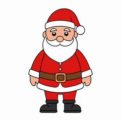 Cute cartoon santa claus character with red suit and white beard isolated on white background