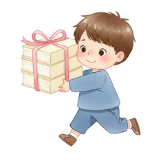 Delightful Child Delivers A Stack Of Bound Treasures With Joyful Steps