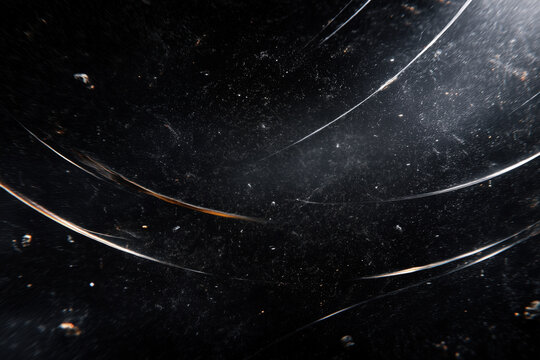 Dark scratched grunge background with dust and light trails