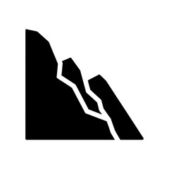 Graphic Black Mountain Silhouette with Geometric White Cracks