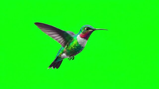 Wildlife Animation with humming bird on white and black backgrounds an alpha matte 3d distortion, green screen overlay, glitch, static noise, scan lines background, 4k animated video loop