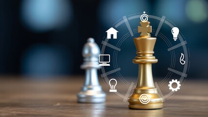 Chess strategy and business planning for success and innovation idea