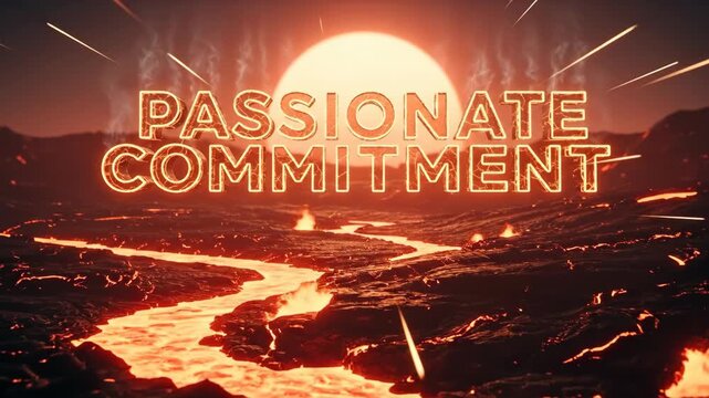A captivating image representing passionate commitment, illustrated by a glowing sun and flowing lava, symbolizing determination and fervor in various aspects of life.