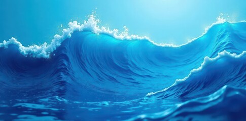 Abstract swirling blue water texture, dynamic ocean wave pattern, background, light