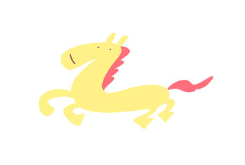 走るカラフルな黄色の馬　2026 正月素材・年賀状素材