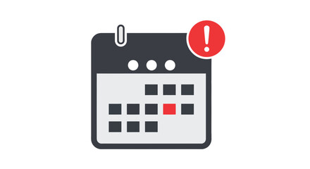Modern Digital Calendar Icon with Important Event Reminder Notification and Paperclip Symbol for Scheduling and Time Management Applications