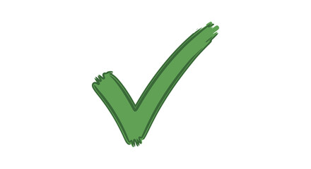 Rough hand-drawn style green checkmark or tick symbol signifying approval, success, completion, and positive confirmation for user interface design elements