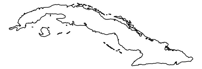 Cuba Vector Map Outline | Editable Cuba SVG Line Art | Minimalist Country Map for Design & Education