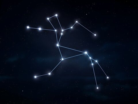 Centaurus constellation in the night sky. Stars are connected into an astrological figure. Mythological symbols.