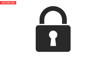 Essential vector icon depicting a classic black padlock, symbolizing robust digital security, data privacy, and secure access for modern online and offline applications and systems