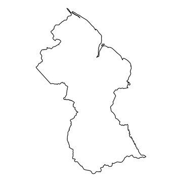 Guyana Vector Map Outline | Editable Guyana SVG Line Art | Minimalist Country Map for Design & Education