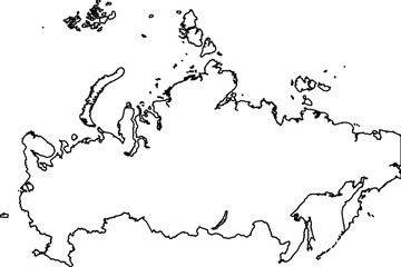 Russian Federation Vector Map Outline | Editable Russian Federation SVG Line Art | Minimalist Country Map for Design & Education