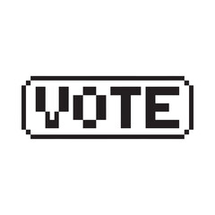 Pixelated vote button on white background