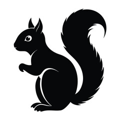 cute squirrel holding nut on branch cartoon illustration