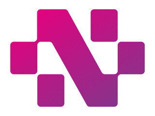abstract n letter logo design for ai technology company