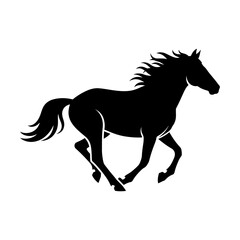 Stylized Black Horse Silhouette Vector Graphic Running on White