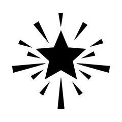 Solid Black Star Symbol with Sparkle Burst Graphic Element