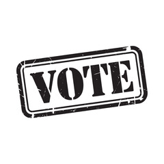Black vote stamp on white background with distressed texture