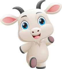 Cute goat cartoon on white background