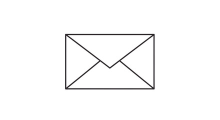 Minimalist outline vector icon depicting a simple closed mail envelope, perfect for digital communication interfaces, website notifications, and general correspondence symbolism