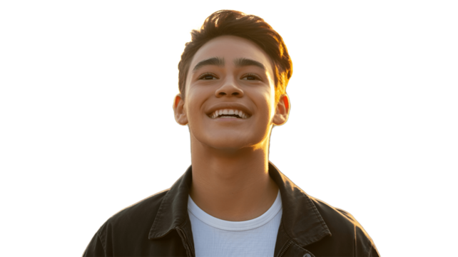 An inspiring portrait of a young man, embodying confidence and joy.