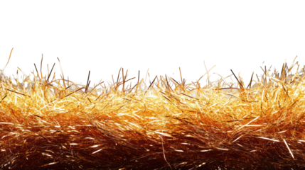Shiny Gold Tinsel on Transparent Background