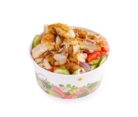 Fresh salad bowl with grilled chicken and vegetables for a healthy meal