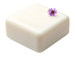 Single White Bar of Milk Soap Isolated on White Background