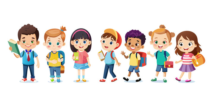 Back to school character vector set. Back to school student kids characters isolated for cute child collection. Vector illustration student collection. vector icon
