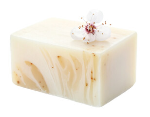 Square Natural Soap Bar Isolated on White Background