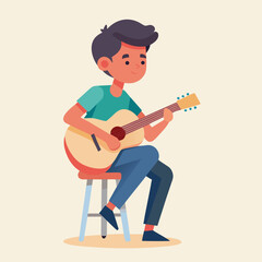 Boy playing guitar illustration