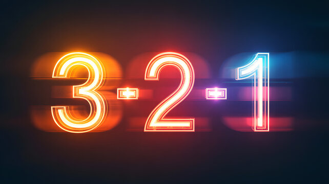 Countdown Glowing Numbers 3 2 1 Abstract Background