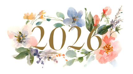 Obraz premium Happy New Year 2026 greeting. Beautiful handwritten quote. Confetti, Celebration, Greetings, Chinese New Year