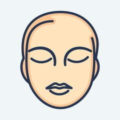 Calm face with closed eyes simple line art representation of serenity and inner peace