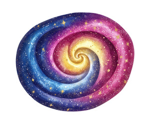 Cosmic spiral of Holi colors with starry effects